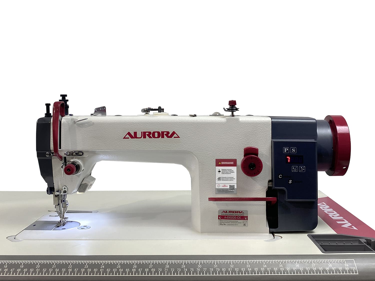 Промышленная прямострочная швейная машина с шагающей лапкой Aurora A-0302D-CX + стол