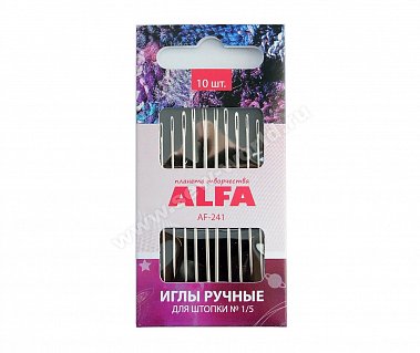AF-241G Иглы ручные для штопки №1/5 с золотым ушком 10шт