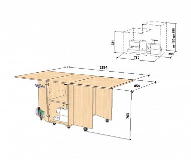 Стол для швейной машины и оверлока Комфорт-9