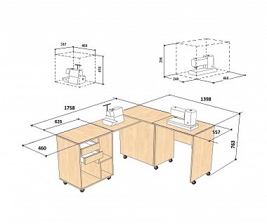Стол для швейной машины и оверлока Комфорт-8